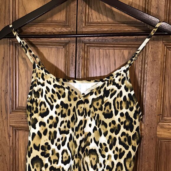 Abound Leopard Print Tank Top Women's XXS Black Tan Spaghetti Strap Adj. Cami - Picture 2 of 10